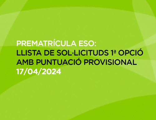 Llista provisional Preinscripció ESO 24-25